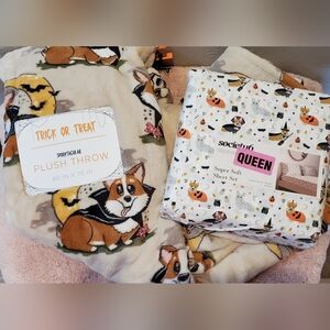 Corgi Halloween Sheets and Throw